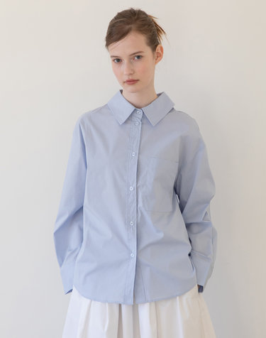 Overfit slit shirt - Blue