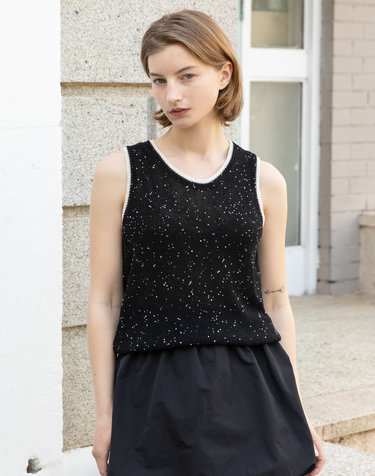 Sleeveless knit top - Black