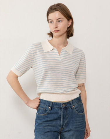 Coloring stripe knit - Sky blue