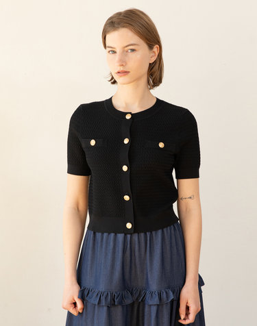 Tweed crop knit - Black
