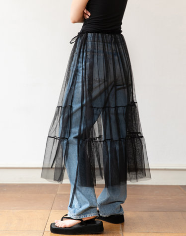 Lace wrap skirt - Black