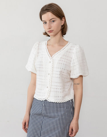 Balloon sleeve blouse - White