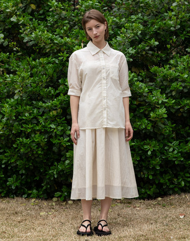 Sleeveless smoking dress - Cream