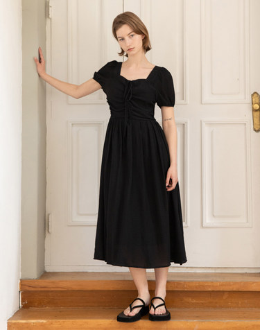 Shirring dress - Black