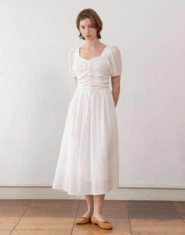 Shirring dress - White