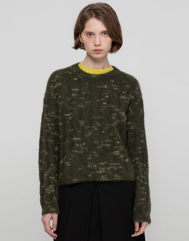 Wool boucle knitwear - Khaki