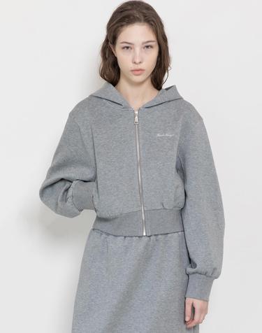 Crop hooded zip-up_2color