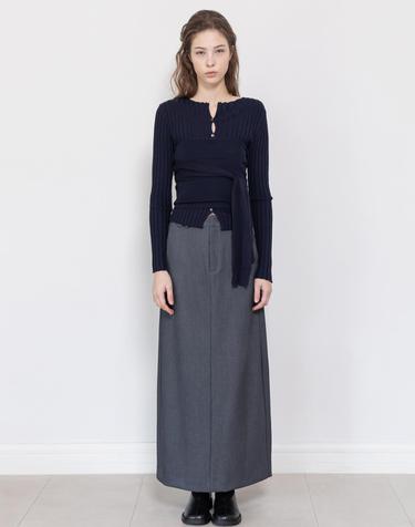 Slit long skirt_2color
