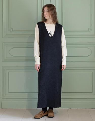 Sleeveless maxi knit dress_2color