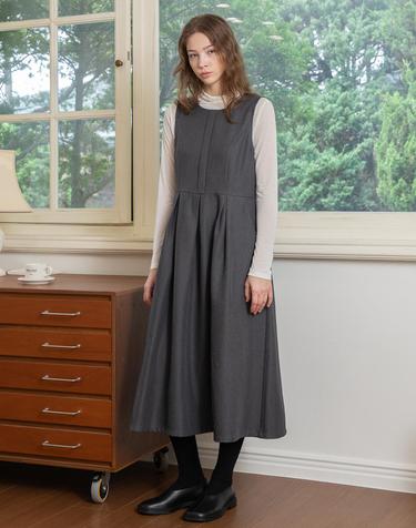 Sleeveless pintuck dress_2color