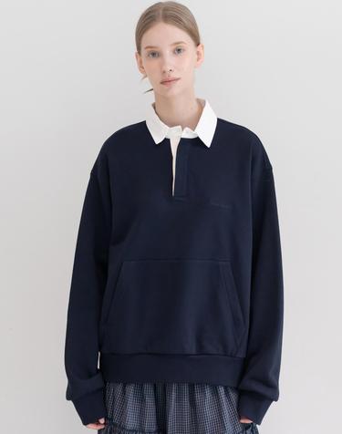 Collar sweat shirt_Navy