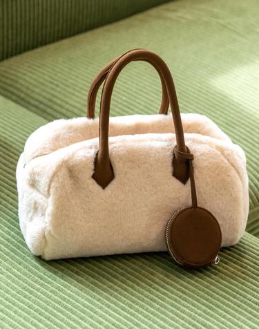 Mila Fur Tote Bag_Beige