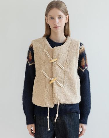 Fur Crop Vest_Beige