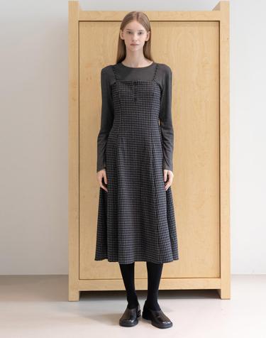 Layered Check Dress_Gray