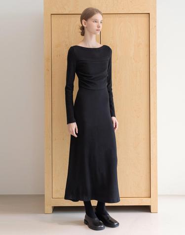 Boat neck Slim Dress_2color