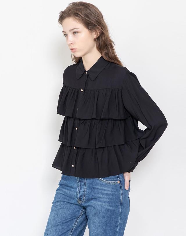 제이마크뉴욕 Ruffle blouse_2color 착용컷
