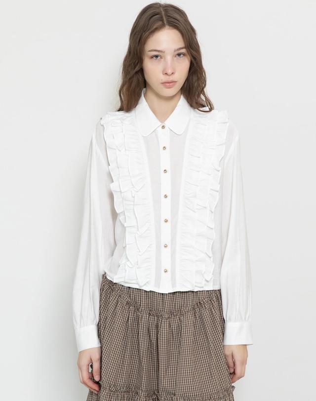 제이마크뉴욕 Frill crop blouse_2color 착용컷