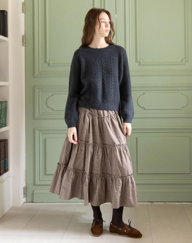 제이마크뉴욕 Check tiered skirt_2color 착용컷