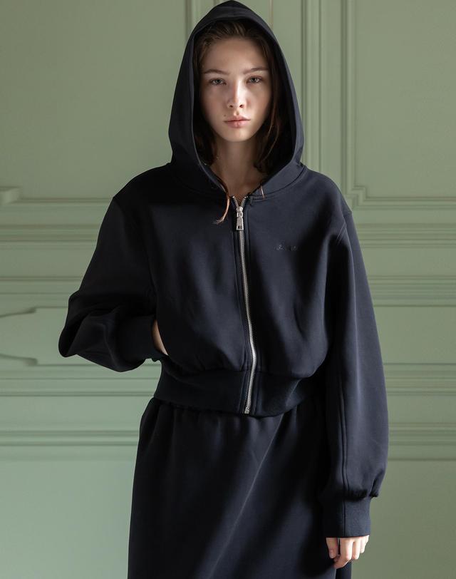 제이마크뉴욕 Crop hooded zip-up_2color 착용컷