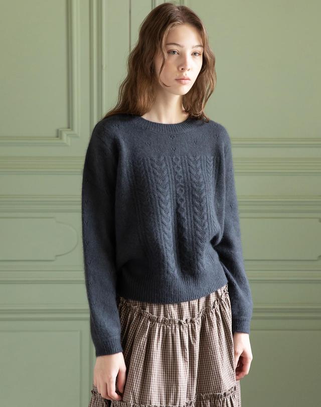 제이마크뉴욕 Cable round knit wear_2color 착용컷