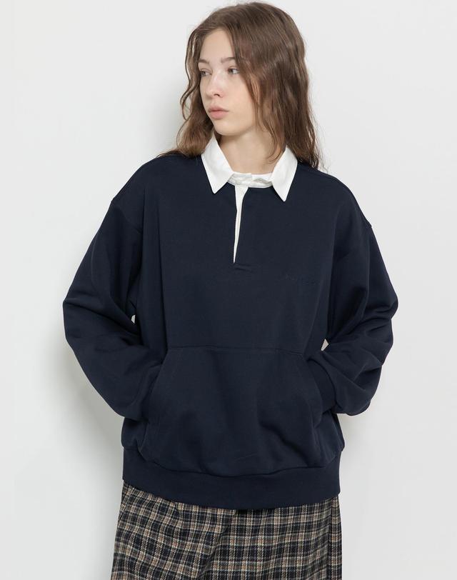 제이마크뉴욕 Collar sweat shirt_Navy 착용컷