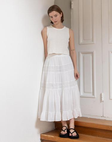 Lace banded skirt_5color