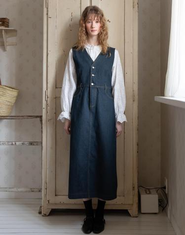 Sleeveless denim dress_Navy