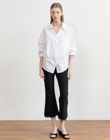 Fringe slim banded pants_Black