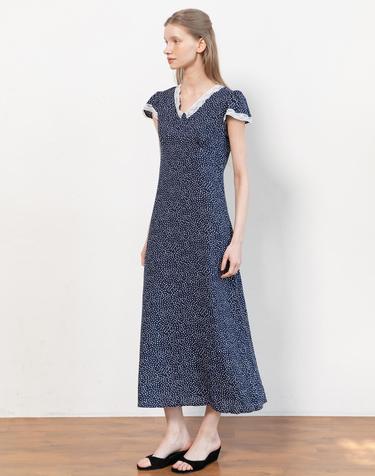 Dot slim dress_Navy