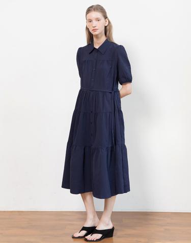Tiered shirring dress_2color