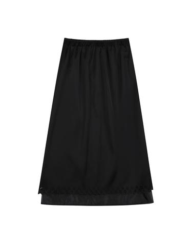 Layered satin banded skirt_Black