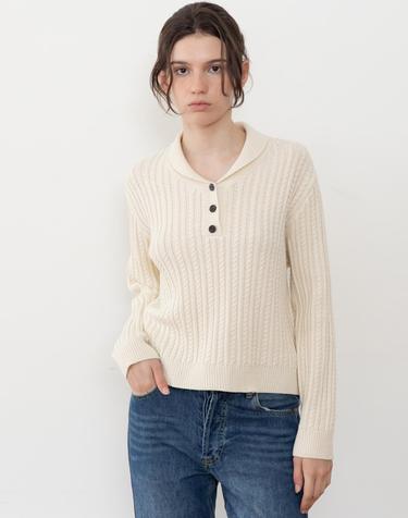 Collarneck cable knitwear_2color
