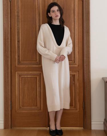 Vneck layered knit dress_2color