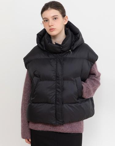 Hooded padding vest_2color