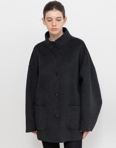 High-neck wool half coat_3color