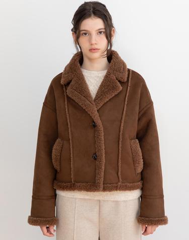 Suede crop mustang jacket_BROWN
