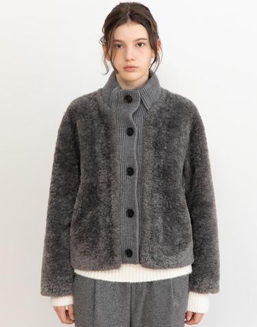 High-neck boucle fur jumper_2color