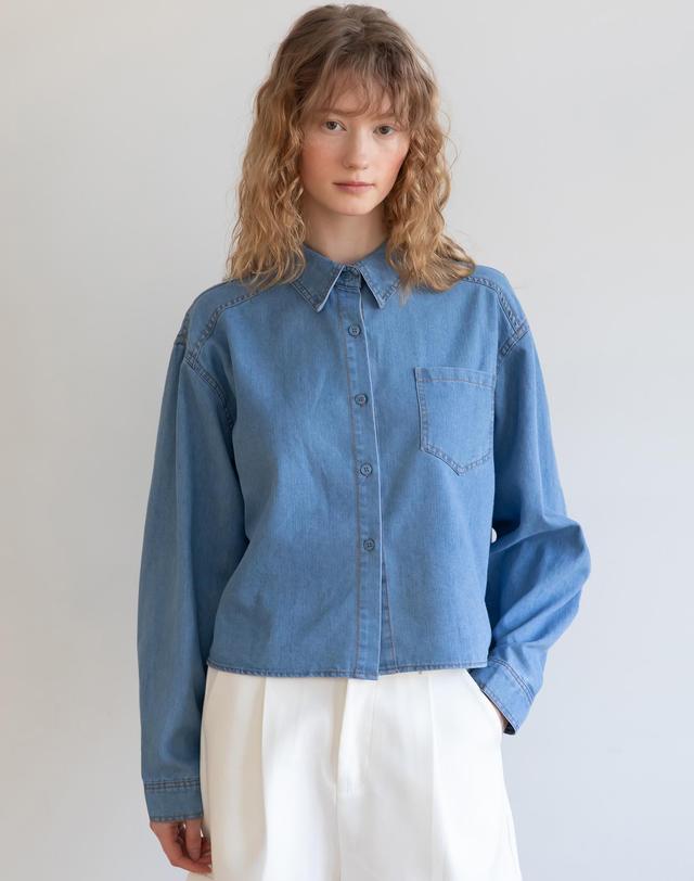 제이마크뉴욕 Denim crop shirt_2color 착용컷