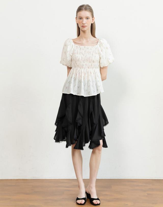 제이마크뉴욕 Ruffle banded skirt_2color 착용컷