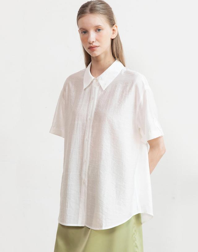 제이마크뉴욕 Loosefit roll-up blouse_2color 착용컷