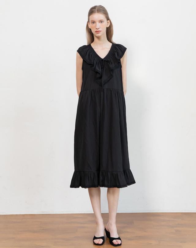 제이마크뉴욕 Sleeveless ruffle dress_2color 착용컷