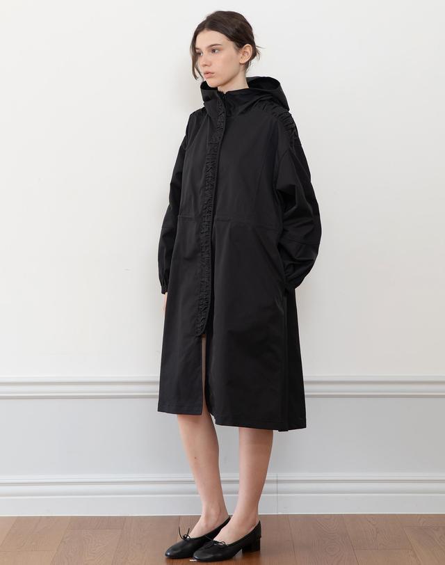 제이마크뉴욕 Hooded shirring outer_2color 착용컷