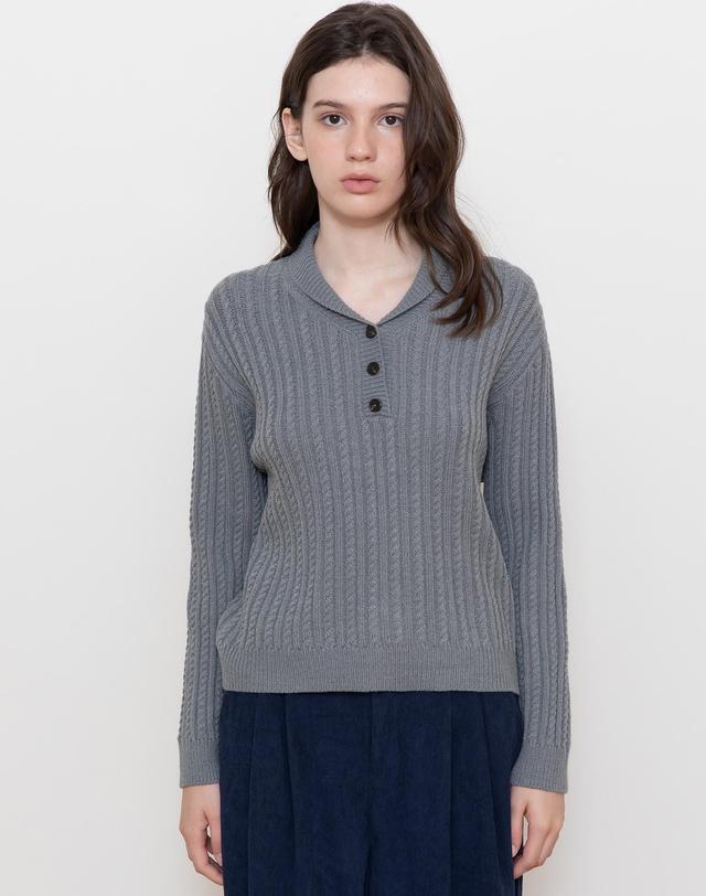제이마크뉴욕 Collarneck cable knitwear_2color 착용컷