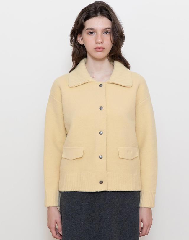 제이마크뉴욕 Voulme collar knitcardigan_2color 착용컷