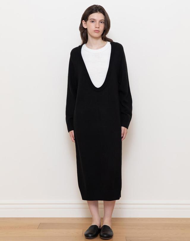 제이마크뉴욕 Vneck layered knit dress_2color 착용컷