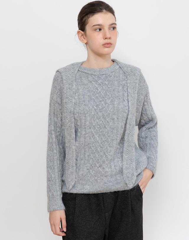 제이마크뉴욕 [11/6 예약배송] Layered cable knitwear_2color 착용컷