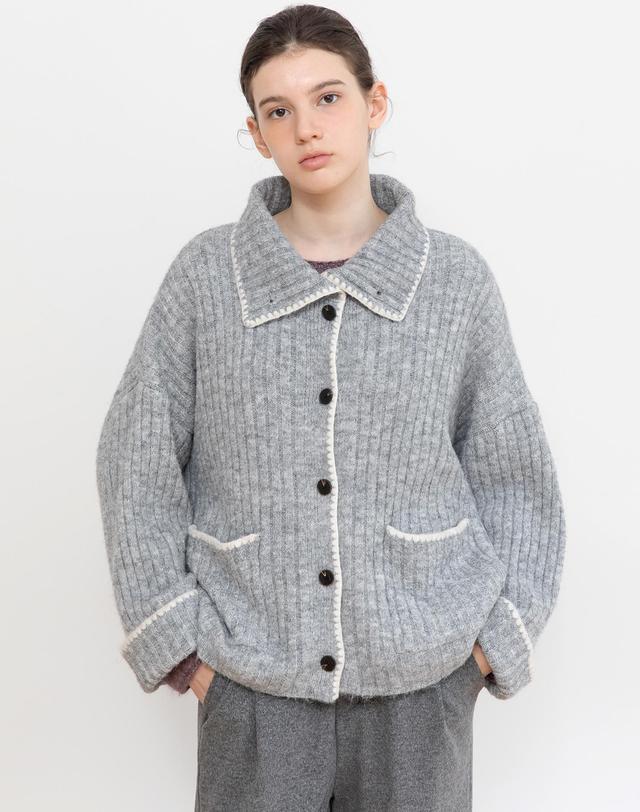 제이마크뉴욕 High-neck roll-up cardigan_2color 착용컷