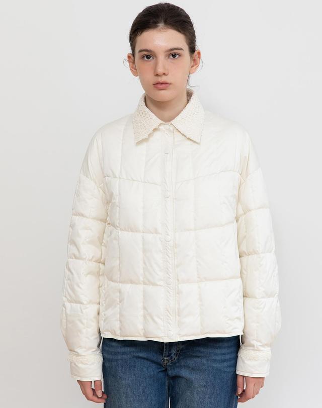 제이마크뉴욕 Lace collar quilting padding jacket_2color 착용컷