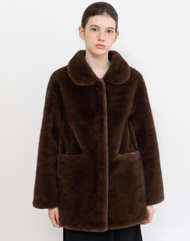 제이마크뉴욕 Round collar faux mink fur half jacket_2color 착용컷