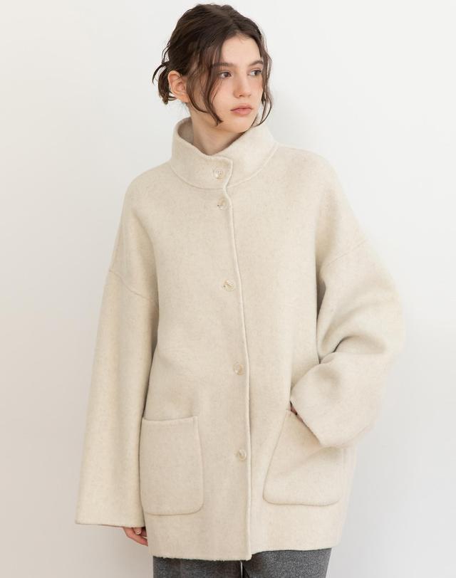 제이마크뉴욕 High-neck wool half coat_3color 착용컷